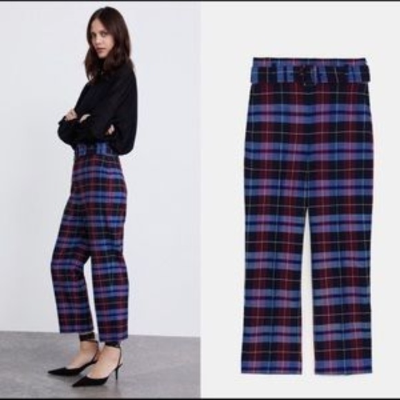 tartan trousers womens zara